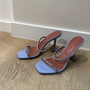 Amina Muaddi Blue Crystal Sandals